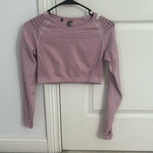 Purple long sleeve gym shark crop top